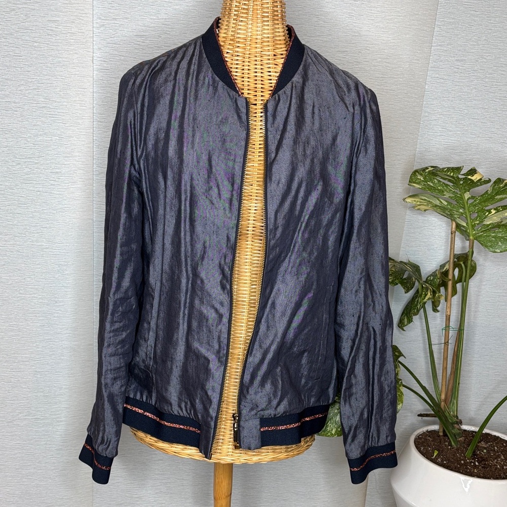 Ted Baker metallic bomber copper blue jacket - large